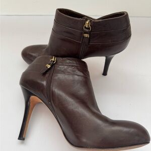 Elegant Brown Leather Ankle Boots super soft leather 4 inch heel size10 like new